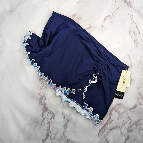 Profile By Gottex Swim Skirt Womens 18 W 2X Blue Bottom Synch Bathing Suit - Picture 1 of 13